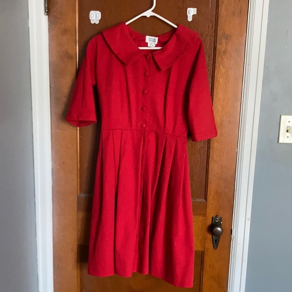 Unique Vintage 1950’s Red Button Up Coat Dress M - Picture 3 of 6